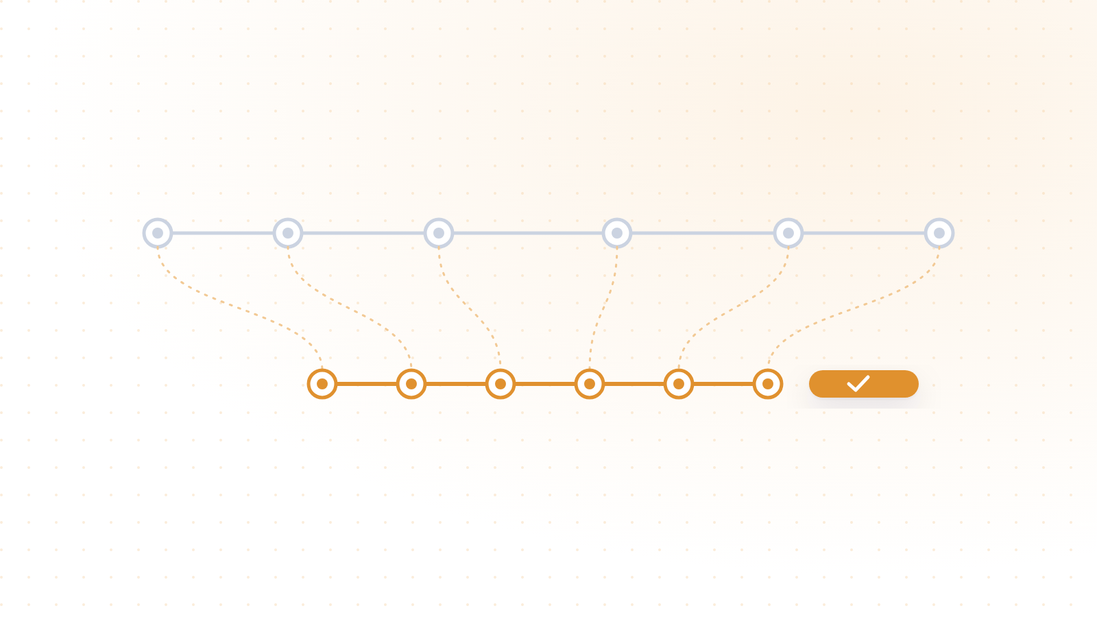 Abstract illustration of a hiring timeline whose stages move closer together